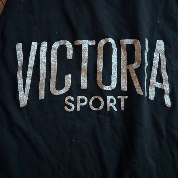 Victoria Sport Black Tank Top Gold Lettering Sz L Sparkly lightweight Sleeveless - Picture 5 of 5